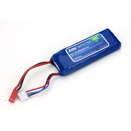 Battery - 800mAh 2S 7.4V 30C LiPo, 18AWG JST EFLB8002SJ30