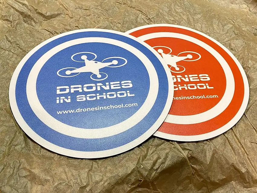Drones in School Starting Pads - 1 Red, 1 Blue