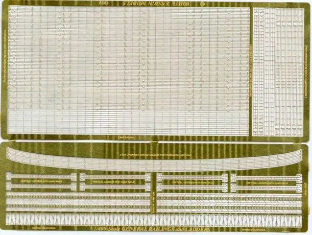White Ensign Models 4001 1/400 3-Bar Rails & Ladders Detail Set (D)