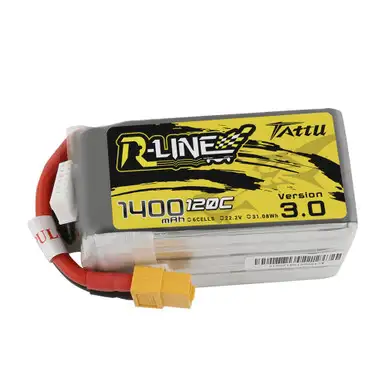 Tattu 1400mAh 6S 120C 22.2V R-Line Version 3.0 Lipo Battery Pack with XT60 Plug