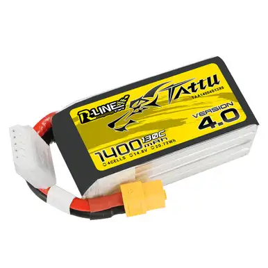 Tattu 1400mAh 4S 130C 14.8V R-Line Version 4.0 Lipo Battery Pack with XT60 Plug