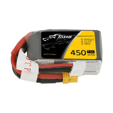 Tattu 3S 450mAh 75C 11.1V Lipo Battery Pack with XT30 Plug