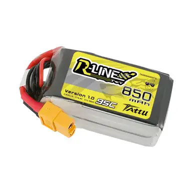 Tattu 850mAh 4s 95C 14.8V R-Line Lipo Battery Pack with XT60 Plug
