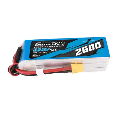 Gens ace 2600mAh 6S 45C 22.2V G-tech Lipo Battery Pack with XT60 Plug