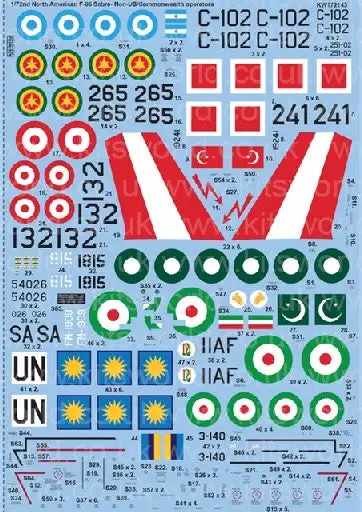 Warbird Decals Kits World 172143 1/72 F86F Sabre Non-US/ Commonwealth Operators