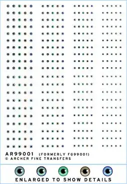 Archer Fine Transfers 99001 Waterslide Decals: Human Eyeball for 54mm, 1/32, 1/35, 450mm to 1/8 scale