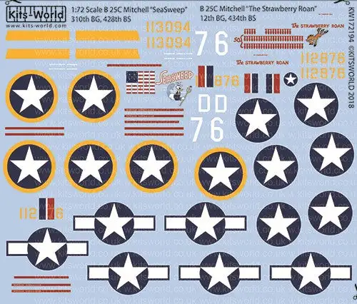 Warbird Decals 172194 1/72 B25C SeaSweep 310th BG/428th BS, The Strawberry Roan