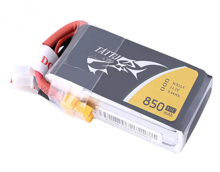 Tattu 850mAh 11.1V 45C 3S1P Lipo Battery Pack with XT30