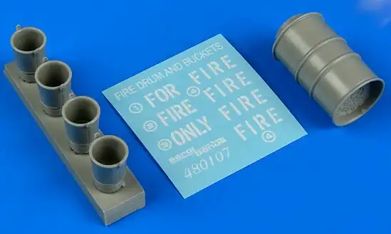 Aerobonus 480107 1/48 Fire Drums & Buckets