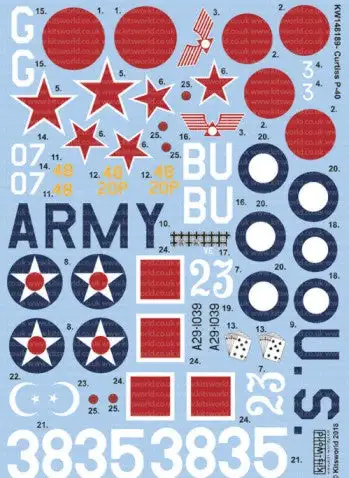 Warbird Decals Kits World 148189 1/48 P40B/E/N 77th Pursuit Sq. 20th Pursuit Group USAAC, Rikugun Kokugitutsu Kenkyusho, 78th ISP VVS SF, 80th Sq. RAAF John Waddy, 3rd Bolk Turk Hava Kuvvetleri