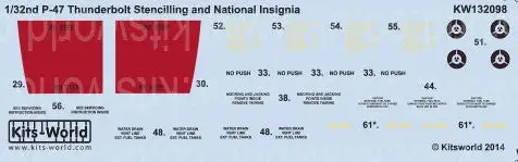 Warbird Decals Kits World 132098 1/32 P47 Stenciling & National Insignia