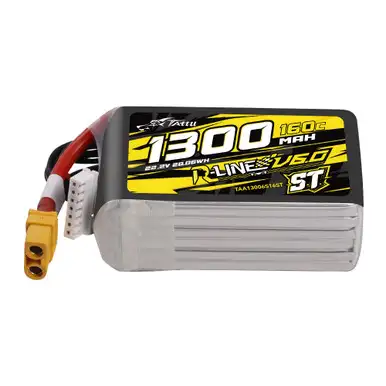 Tattu 1300mAh 6S 160C 22.2V R-Line Version 6.0 ST Lipo Battery Pack with XT60 Plug