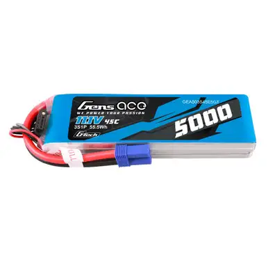 Gens ace 5000mAh 3S 45C 11.1V G-Tech Lipo Battery Pack with EC5 Plug