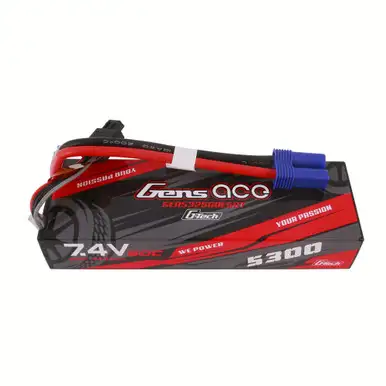 Gens ace 5300mAh 2S 7.4V 60C G-Tech HardCase Lipo Battery Pack 24# with EC5 Plug for RC Car