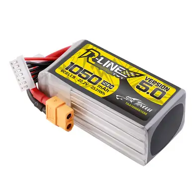 Tattu R-Line Version 5.0 1050mAh 6S 22.2V 150C Lipo Battery Pack with XT60 Plug