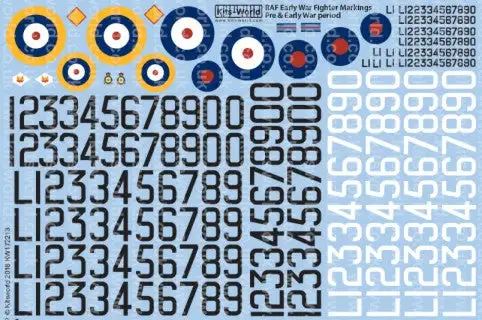 Warbird Decals Kits World 172213 1/72 Pre-Early WWII Serial & Cocarde Hurricane RAF Markings 1938-1940