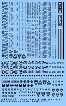 Archer Fine Transfers 88007 Surface Details: Armor Casting Symbols/Markings (Various Scales)