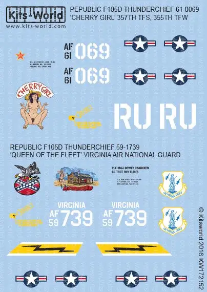Warbird Decals 172152 1/72 F105D Cherry Girl 357th/355th, Queen of the Fleet 149