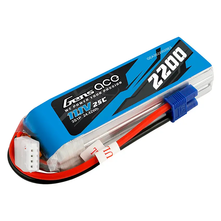Gens Ace 2200mAh 3S 11.1V 25C G-Tech Lipo Battery Pack, EC3