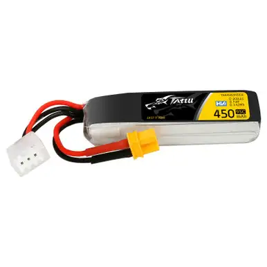 Tattu 450mAh 2s 95C 7.6V High Voltage Lipo Battery Pack with XT30 Plug - Long Pack