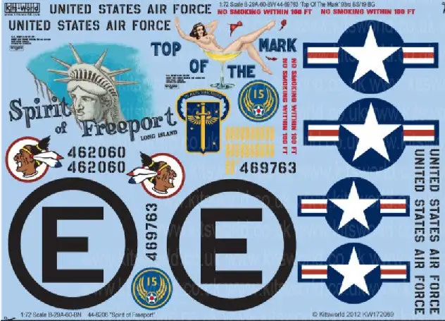Warbird Decals Kits World 172069 1/72 B29 Top of the Mark, Spirit of Freeport