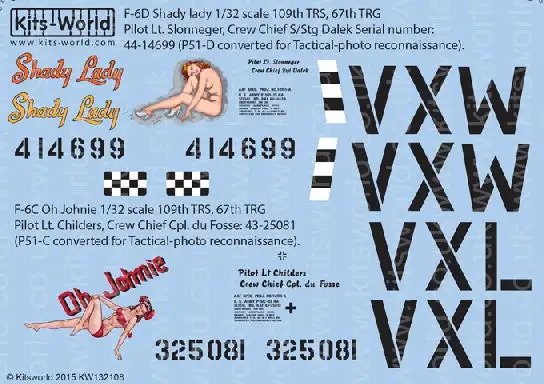 Warbird Decals 132108 1/32 P51 Shady Lady, Oh Johnie