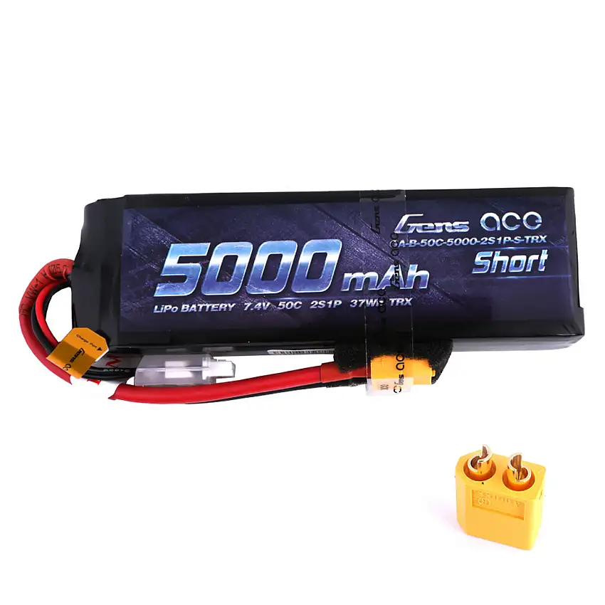 Gens Ace 5000mAh 7.4V 50C 2S1P Lipo Battery Pack - XT60