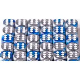 Chessex: Gemini Blue/Steel 12Mm D6 Dice Block