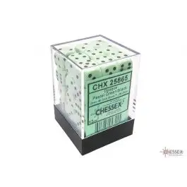 Chessex Opaque 12mm d6 Pastel Green/black Dice Block (36 dice)