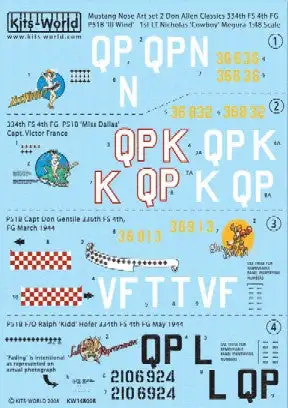 Warbird Decals 148008 1/48 P51B Ill Wind, Miss Dallas, Shangri La, Salem Represe