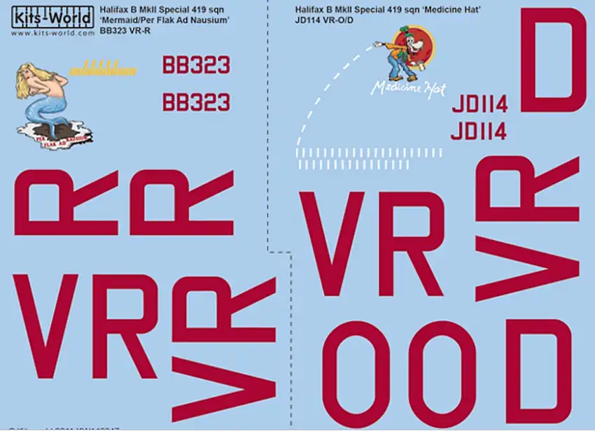 Warbird Decals Kits World 148047 1/48 Halifax B Mk II Special 419 Sq. Mermaid, Medicine Hat (D)