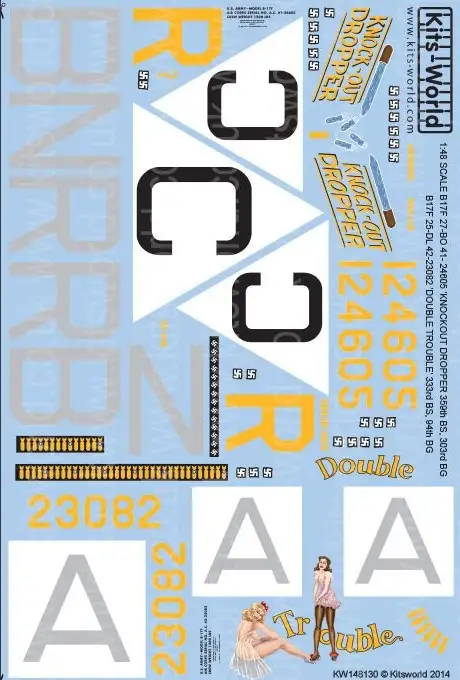 Warbird Decals Kits World 148130 1/48 B17F Knockout Dropper, Double Trouble