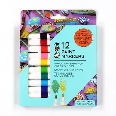 BRIGHT STRIPES 12 Acyrlic Paint Markers (6512)