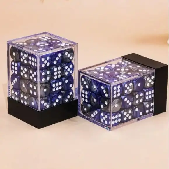 Galactic Dice Premium Dice Sets - D6 Blue & Black White Pips 12mm (36 Count)