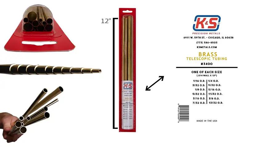 Telescoping Brass Tube Assortment 1/16" thru 13/32" (12pcs total) K&S Engineering (KNS3400)