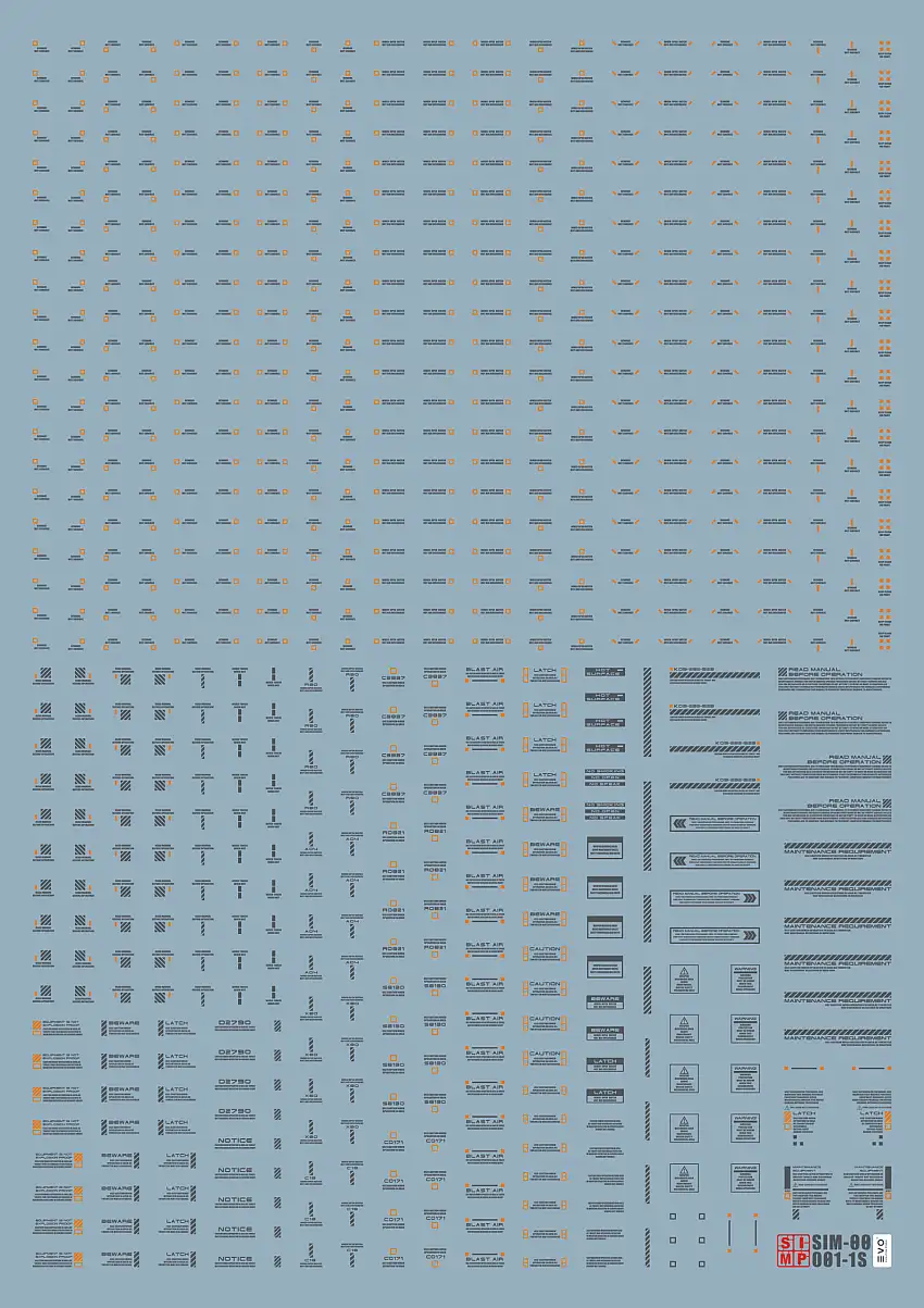 1/144 RB01 Fluorescence Orange and Gray UV React Water Slide Decal