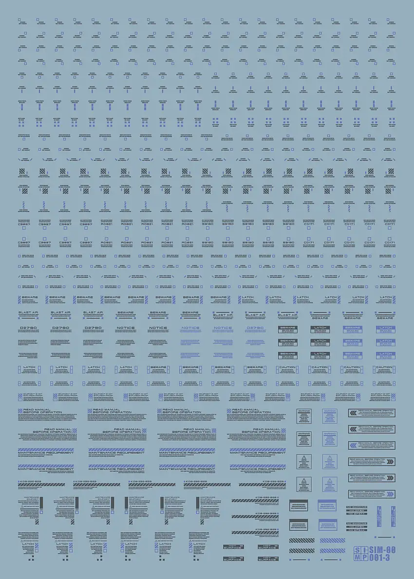 1/100 RB01 Fluorescence Blue and Gray UV React Water Slide Decal