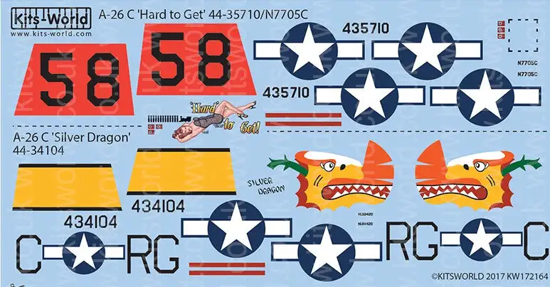 Warbird Decals 172164 1/72 A26C Hard to Get, Silver Dragon