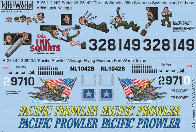 Warbird Decals Kits World 132043 1/32 B25J The Ink Squirts, Pacific Prowler