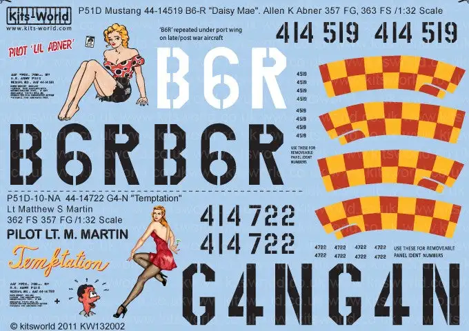Warbird Decals 132002 1/32 P51D Daisy Mae, Temptation