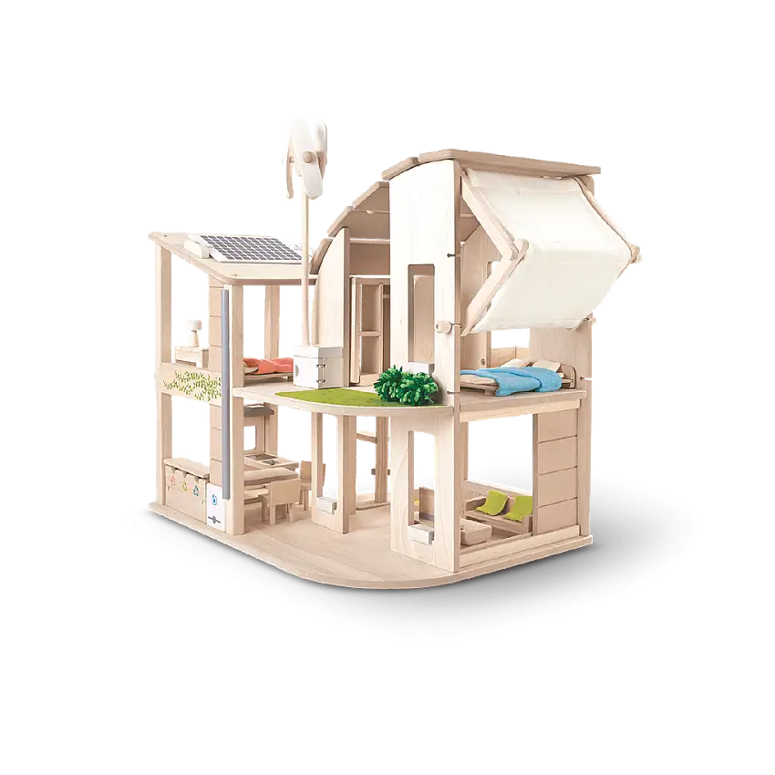 Green Dollhouse With Furniture