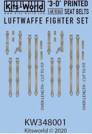 Warbird Decals (Kits World) 348001 1/48 3D Color Seatbelts WWII Luftwaffe Focke Wulf & Messerschmitt Aircraft