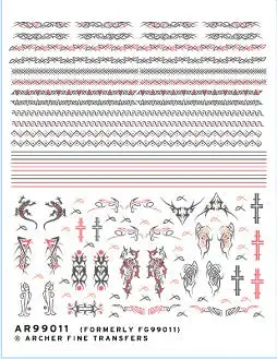 Archer Fine Transfers 99011 Waterslide Decals: Celtic/Tribal Tattoos & Bands for 1/12 to 1/18 Figures
