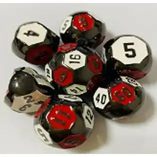 Galactic Dice Premium Dice Sets - Ball Dice Black, Red & White (Ver 35) Set of 7 Dice with Tin