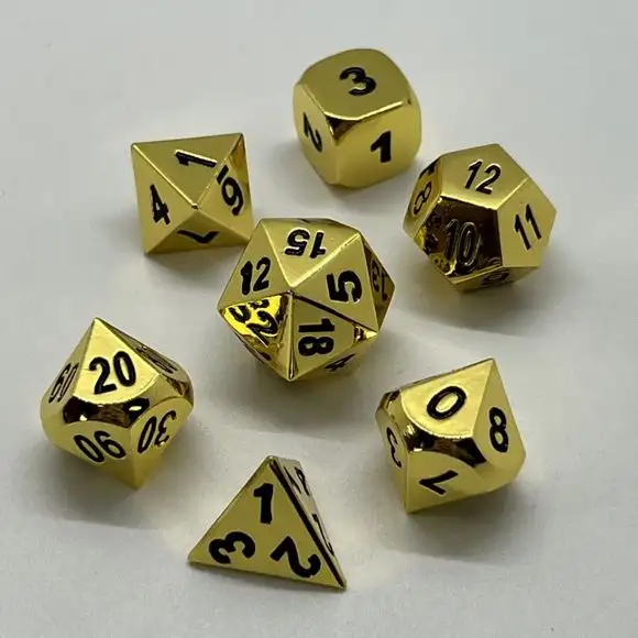 Galactic Dice Premium Dice Sets - NF Dice Gold & Black (Ver 30) Set of 7 Dice with Tin