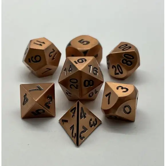 Galactic Dice Premium Dice Sets - NF Dice Copper & Black (Ver 33) Set of 7 Dice with Tin