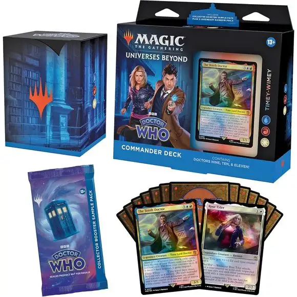 Magic The Gathering Doctor Who Commander Deck – Timey-Wimey (100-Card Deck, 2-Card Collector Booster Sample Pack + Accessories)