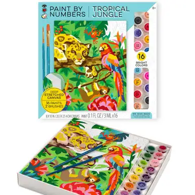 BRIGHT STRIPES Tropical Jungle - Paint By Number on Canvas - (9204)