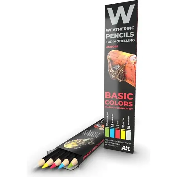AK Interactive Weathering Pencils Basic Colors Shading & Demolition Set of 5