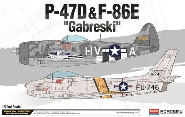 Academy 12530 1/72 P47D & F84E Gabreski USAAF Fighter (2 Kits)